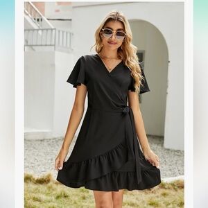 Elegant Black Wrap Dress
